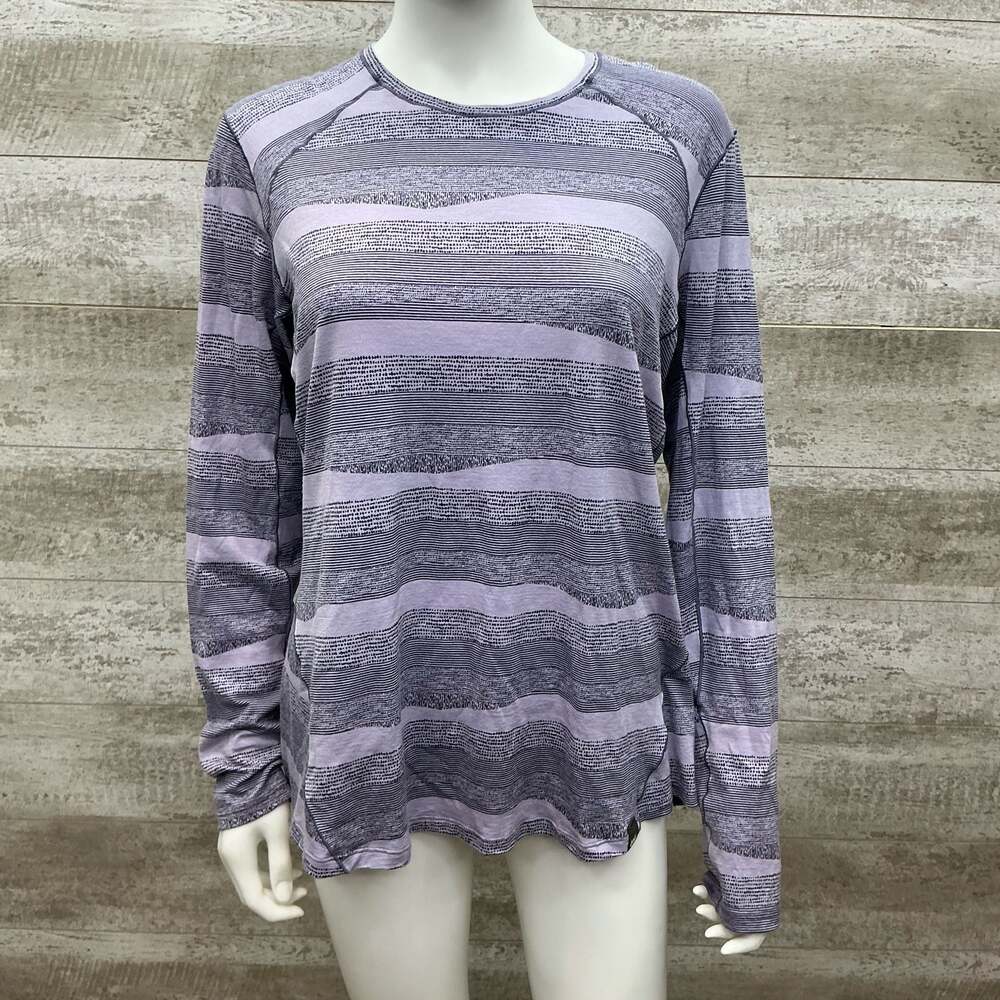 REI Co-op XL Long Sleeve Merino Wool Midweight Base Layer Top Striped Lavender